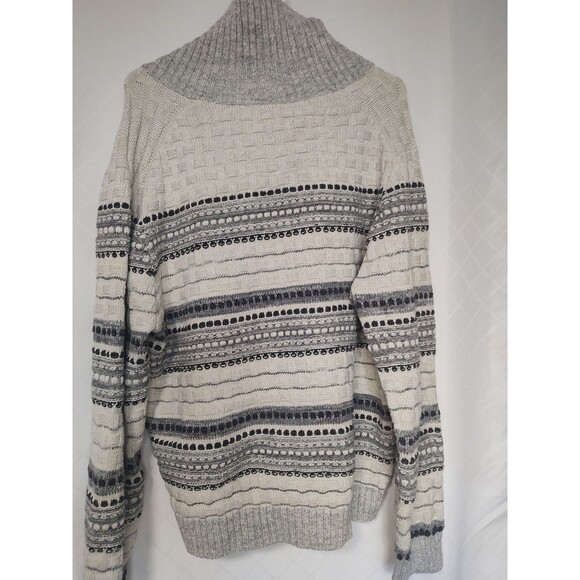 Tommy Bahama Men’s Shawl Collar Sweater XXL Gray Knit Nordic Pattern Cotton Wool - Picture 9 of 10